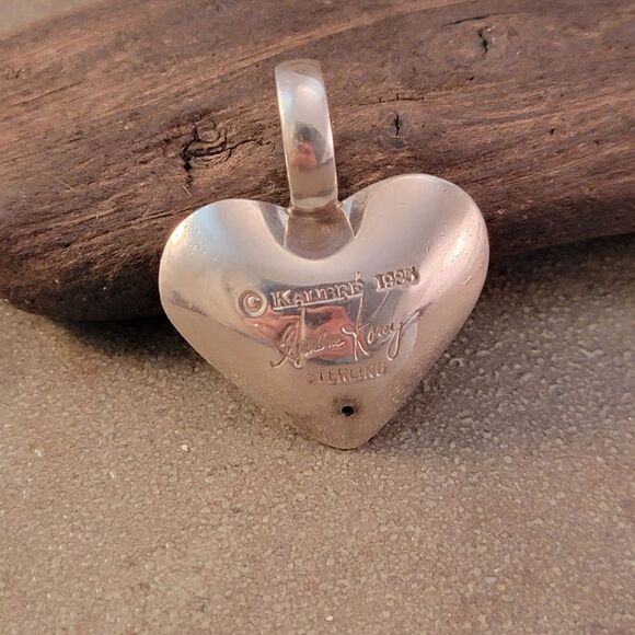 Vintage Kalibre Sterling Puffy 1985 Heart Pendant - Picture 3 of 6
